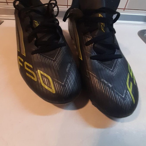 Adidas Performance F50 Club football shoes, black with studs, size 42