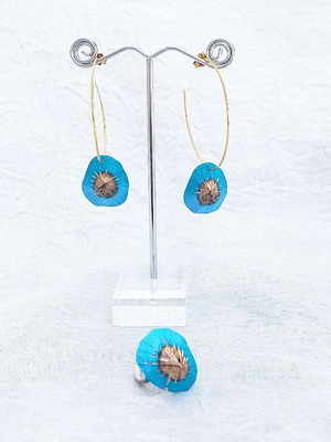 Tina Kotsoni turquoise and gold limpet jewelry set