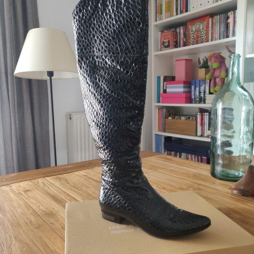 Anthracite croko boots like new, size 37.5