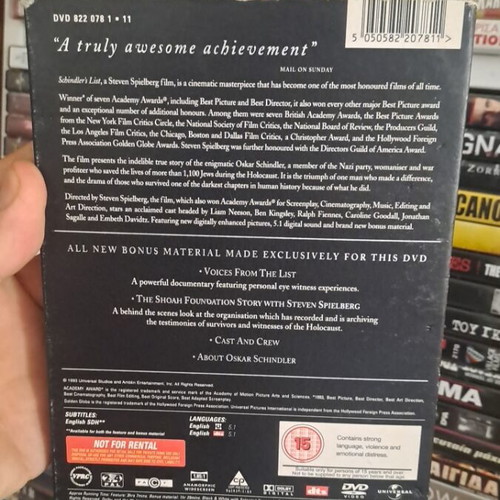 Schindler's List DVD, social drama with English subtitles