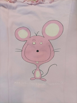 Benetton pajama like new, pink with glowing mouse design
