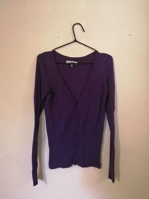 Purple cardigan with neckline used, cotton