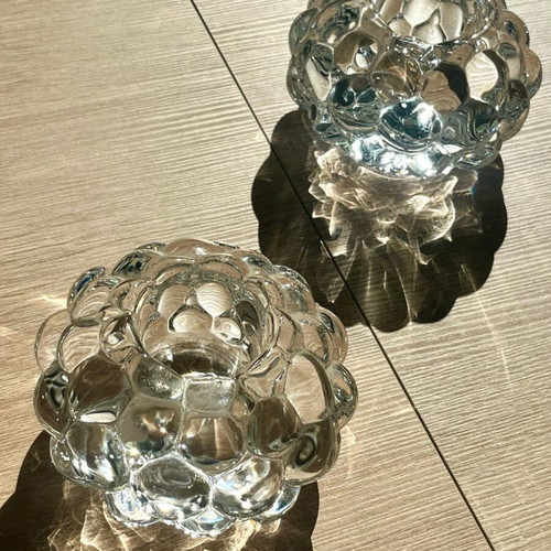 Orrefors Hallon candle holders set of 2 like new, 92mm