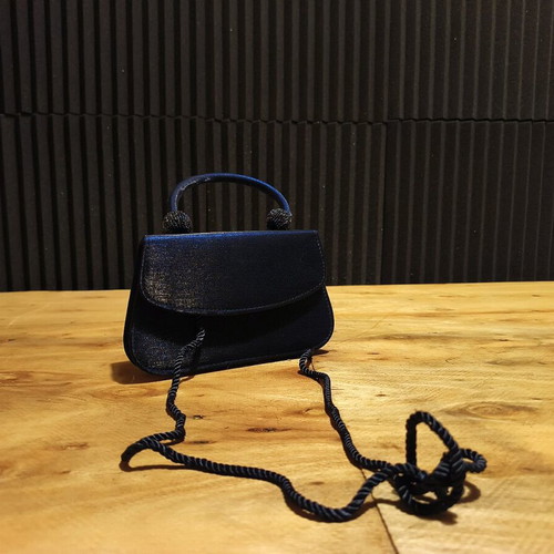 Hunter Blue Evening Bag Shoulder New Satin Texture