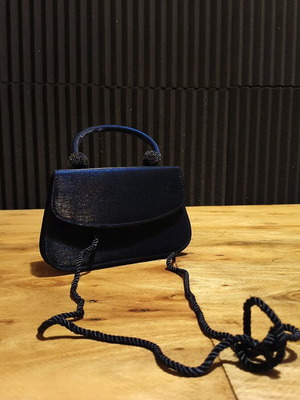 Hunter Blue Evening Bag Shoulder New Satin Texture