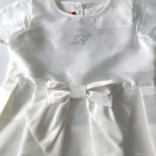 Mini Raxevsky girls dress white 8 years like new, elegant with bow