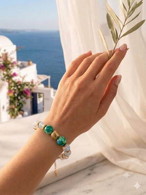 Moonstone Bracelet with Turquoise Stones, New