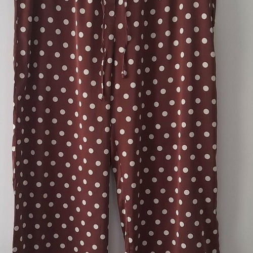 H&M summer polka dot palazzo pants, burgundy, size L