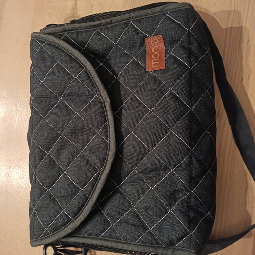 Baby bag Moni like new, black with stitching and mesh pockets