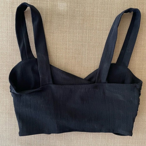 Zara crop top new, black with knitted texture, size S