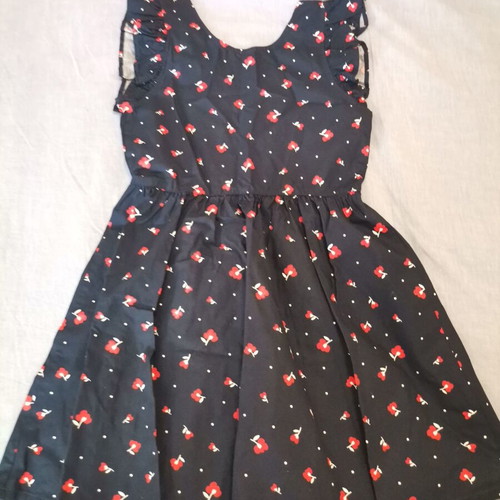 Summer dress dark blue with flowers new, size 122-128 cm