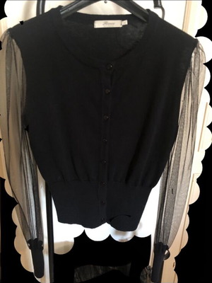 Rococo wool cardigan with tulle sleeves new, size L