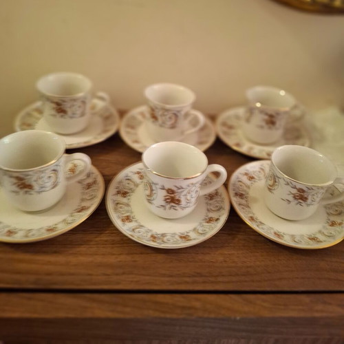 Porcelain coffee set unused, 6 cups and 6 saucers