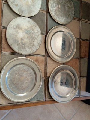 Vintage silver-plated coasters with embossed decoration, like new