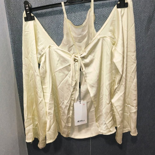 Yellow off-shoulder blouse new, satin-like fabric, size XL-XXL