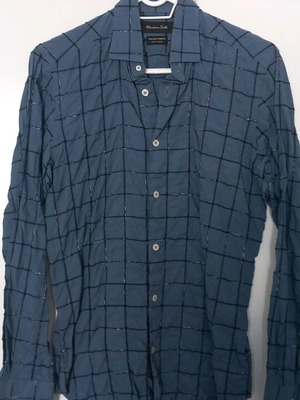 Πουκάμισο Massimo Dutti για αγόρι 11-12 ετών σαν καινούργιο, μπλε σκούρο με μαύρες γραμμές