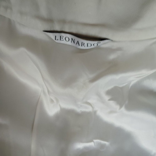 Leather jacket Leonardo vintage short, like new, white and brown
