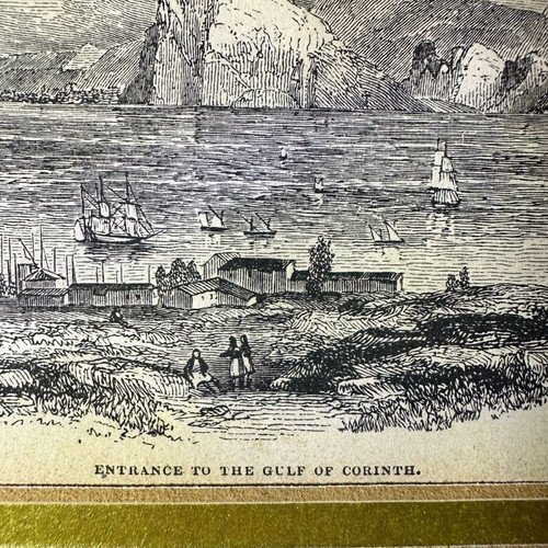 Rare antique engraving 1841 “View of the Gulf of Corinth” used, Corinth