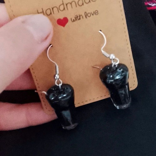 Earrings black glass new