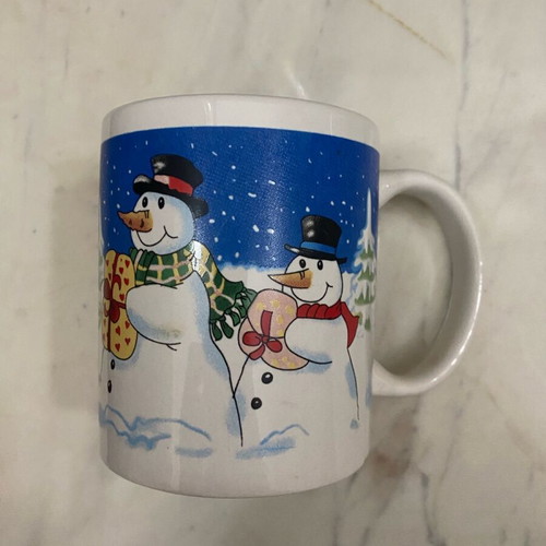 Christmas coffee mug used with snowman