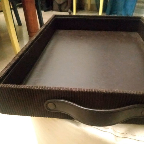 Leather tray new with decorative edge 41x28.5x6cm