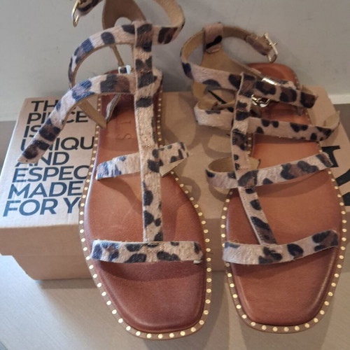Pony Leopard Gladiator Sandals new, leather, size 38