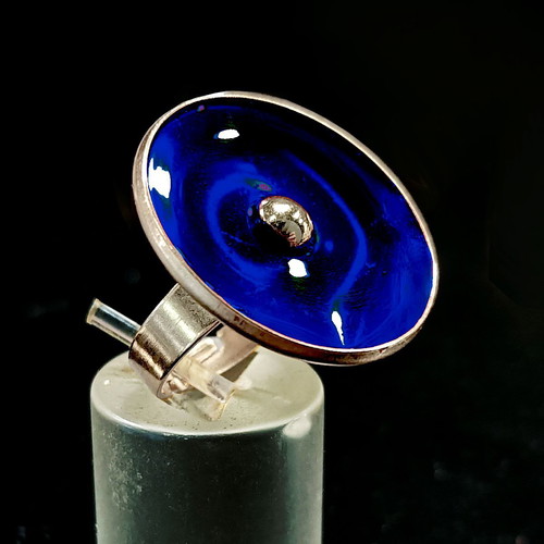 Stella Maris ring new, steel with blue enamel by Άπεφθον