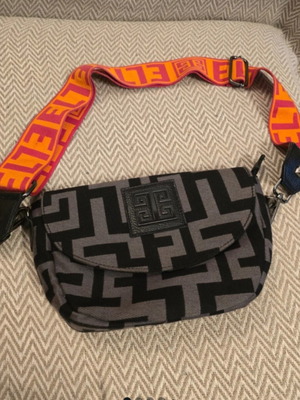 El Crossbody Bag used with geometric monogram and colorful strap