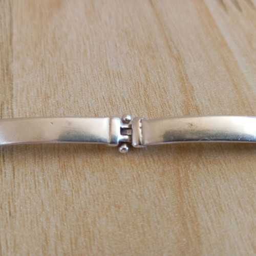 Silver 925 bracelet split type with six linked flat pieces