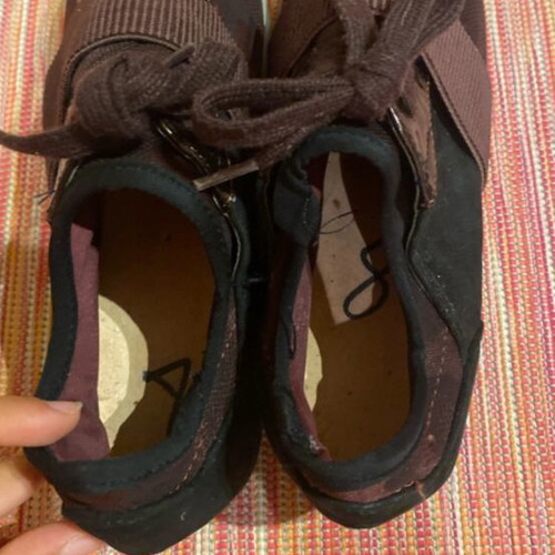 Women's Burgundy Sneakers with Elastic Strap, Size 38.5