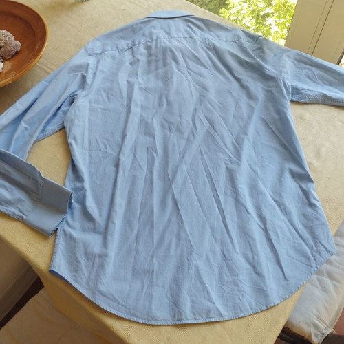 Oxford Company classic collared shirt, blue and white, size L