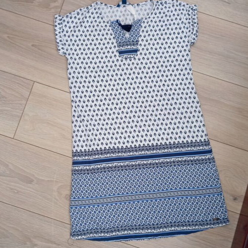 Tom Tailor caftan dress 152 cm like new, white and blue