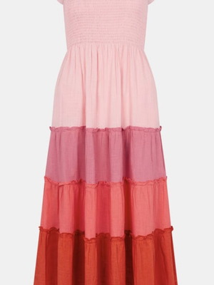 Accessorize long cotton dress small, new, red and pink