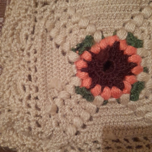 Woolen knitted handmade blanket with decorative beige pillow new