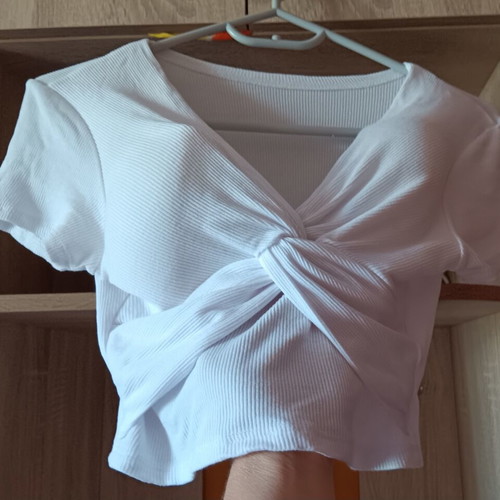 Janina denim crop top and skirt set like new, white