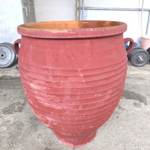 Old ceramic clay jar used, dimensions 62×60×45 cm
