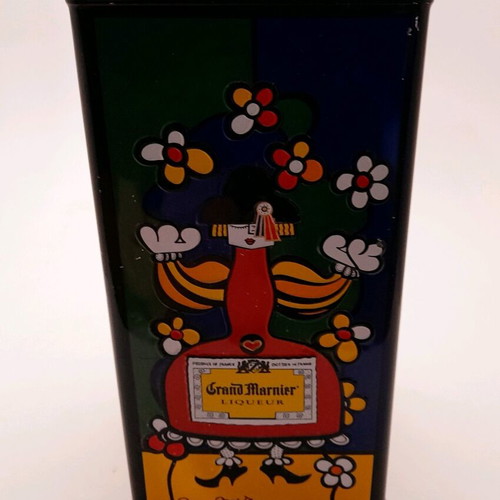 Collectible metal Grand Marnier tin box Limited Edition 1990 Romero Britto like new