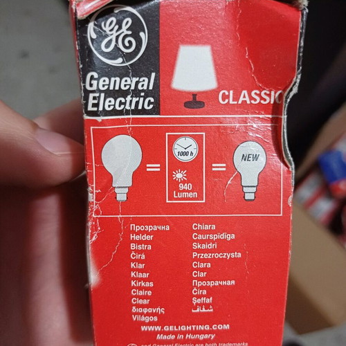 General Electric B22 75w incandescent bulb new, transparent