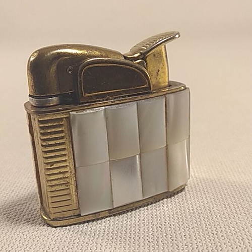 Evans vintage lighter refurbished 1950s with mother of pearl and glass rhinestones