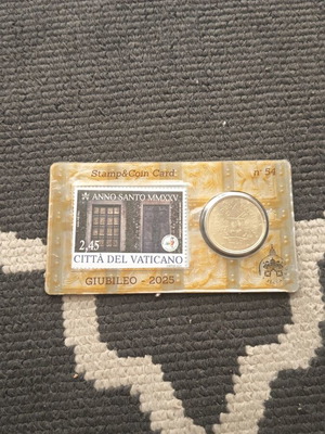 Vatican 50 Cent Coin 2025 with Presentation Card and Stamp, like new