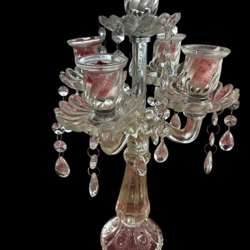 Five-light candlestick like new, glass