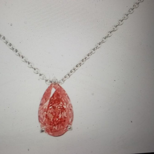 14 kt gold pendant with 1.12 ct fancy vivid pink lab created diamond