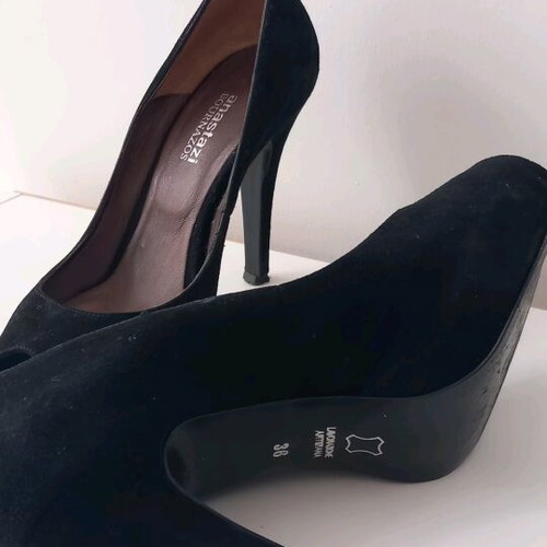 Anastazi Bournazos peep toe pumps black suede leather 10cm size 36 like new