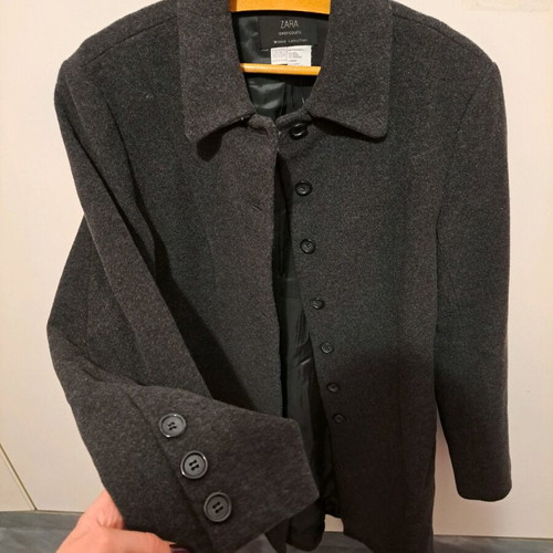 Zara cashmere coat like new, black and gray, size M