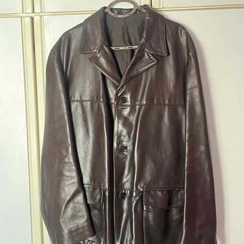 Unisex Boxy Oversized Jacket New, Brown Vera Pelle Leatherette
