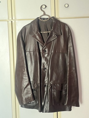Unisex Boxy Oversized Jacket New, Brown Vera Pelle Leatherette