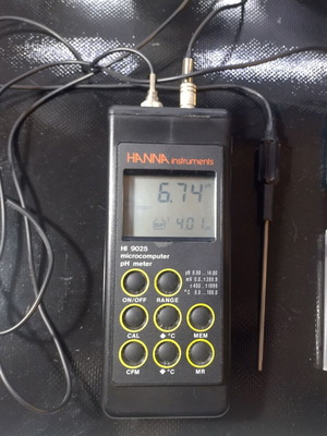 Hanna HI 9025 pH, ORP and temperature meter used with probes