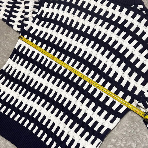 Zara knitted sweater with round neckline blue-white like new