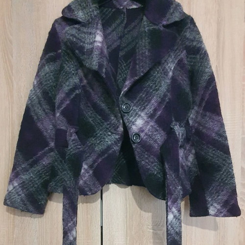 Italian wool coat like new, gray and purple, size S/M