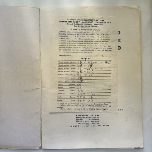 SITAM vintage sewing cutting book with Greek ruler and Thessaloniki stamp